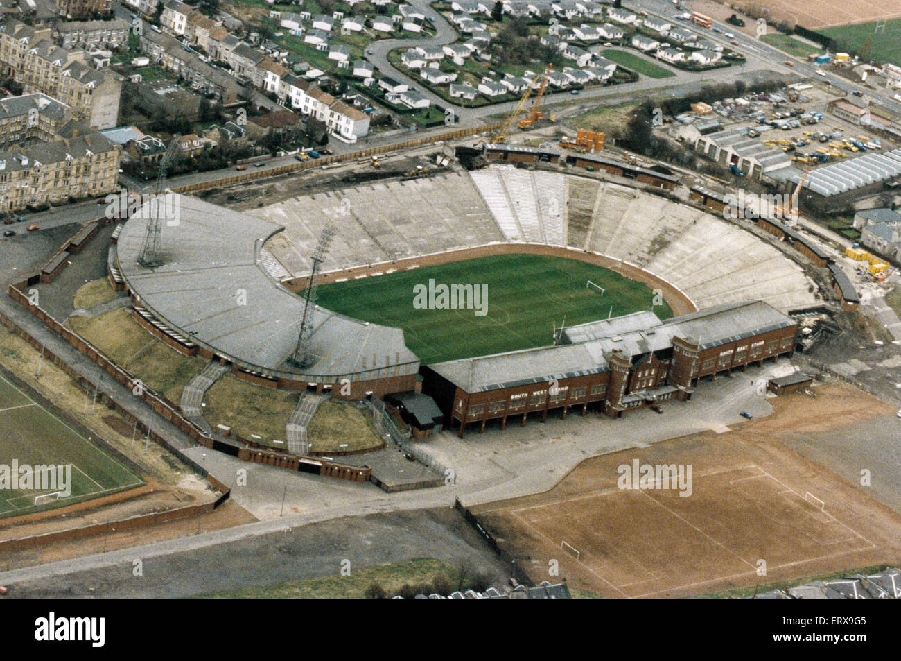 Luftaufnahme des Stadion Hampden Park, Glasgow, Schottland, Februar 1993. Stockfoto