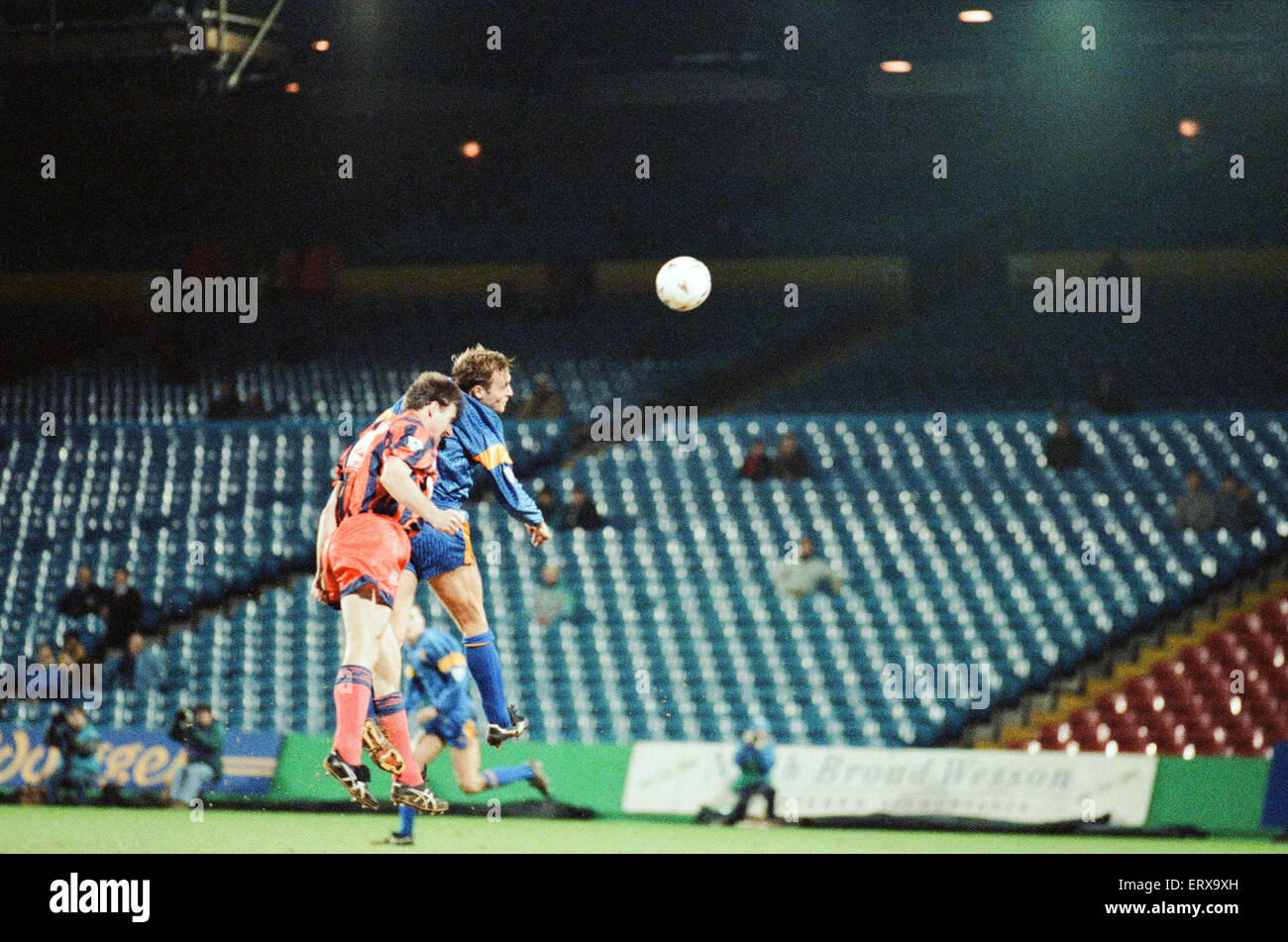 Wimbledon, die 1-3 Everton, Liga im Selhurst Park, Dienstag, 26. Januar 1993 übereinstimmen. Offizielle Teilnahme, 3039, die niedrigste für ein Premier League Spiel. Stockfoto