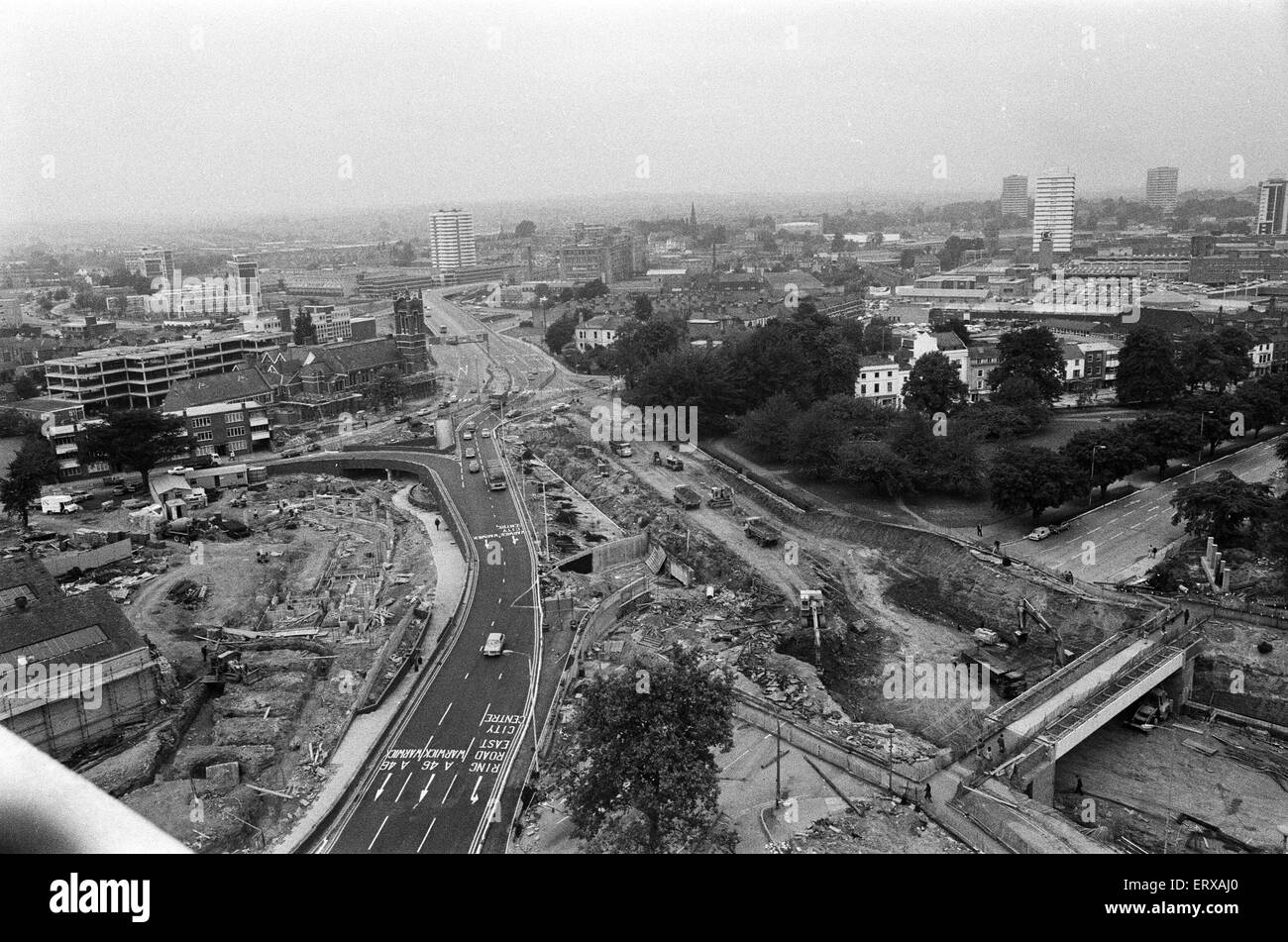 Coventry Ringstraße Bau, Warwick Road. 29. August 1973. Stockfoto