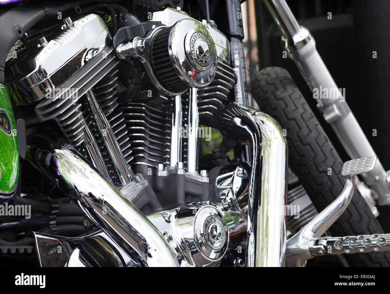 Custom Harley Davidson Motorrad-V-Twin-Motor Stockfoto