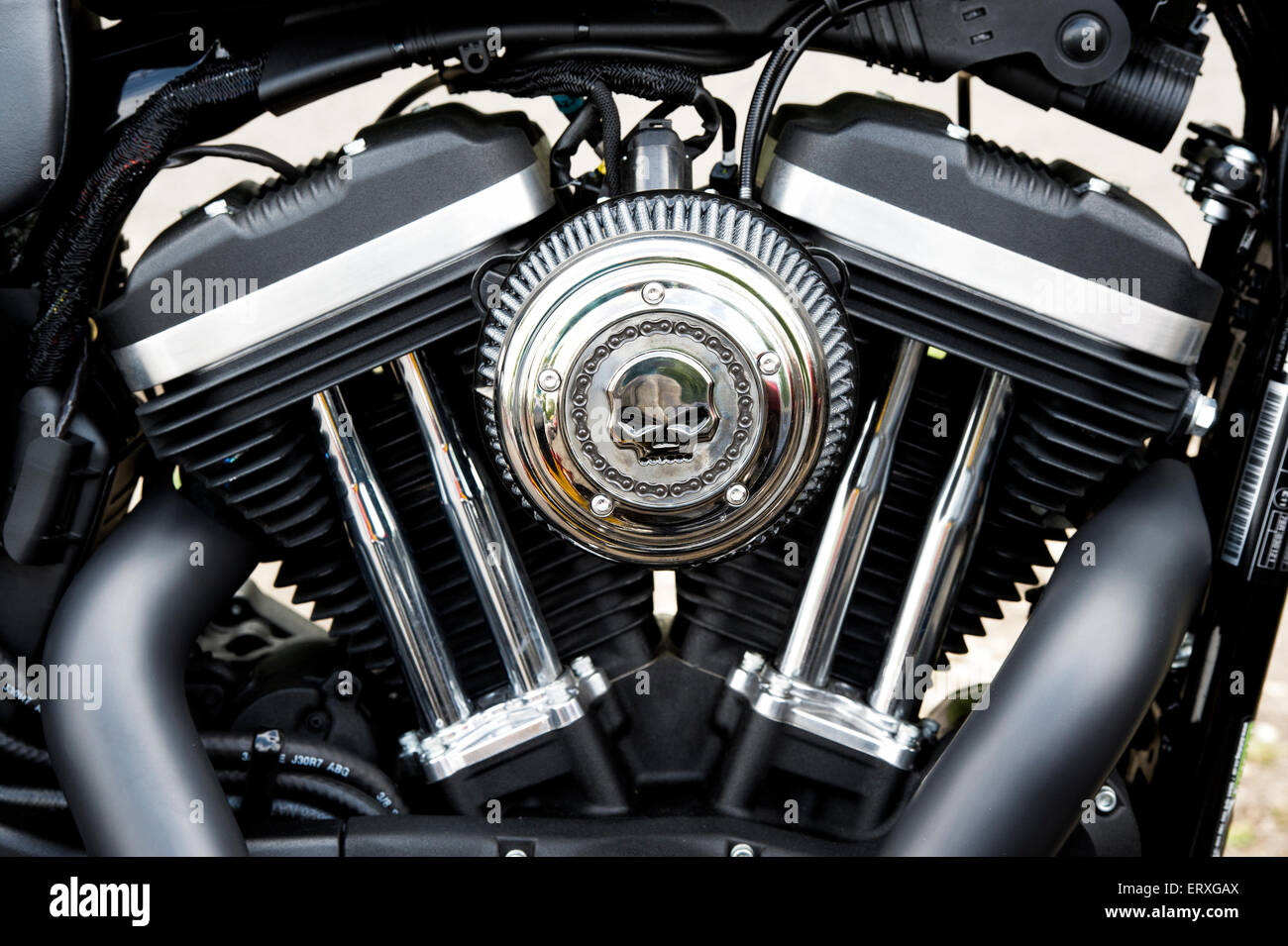 Harley Davidson Iron 883-Motorrad-V-Twin-Motor Stockfoto