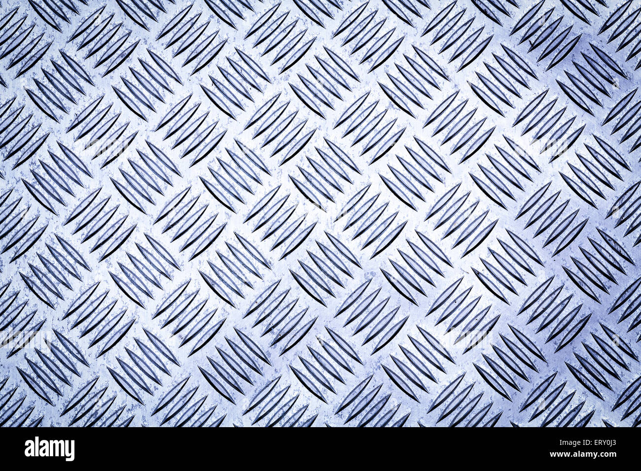 Blaue farbige Diamant-Platte, Riffelblech, Lauffläche Platte, Cross Hatch Schleuderplatte und Durbar Bodenplatte für Textur Hintergrund. Stockfoto