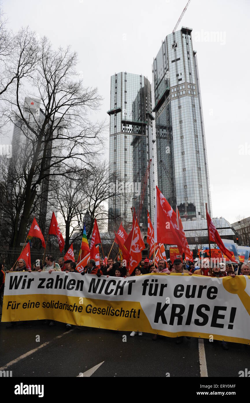 Demonstranten gegen die Banken und Euro-Krise in Frankfurt am Main Deutschland Stockfoto
