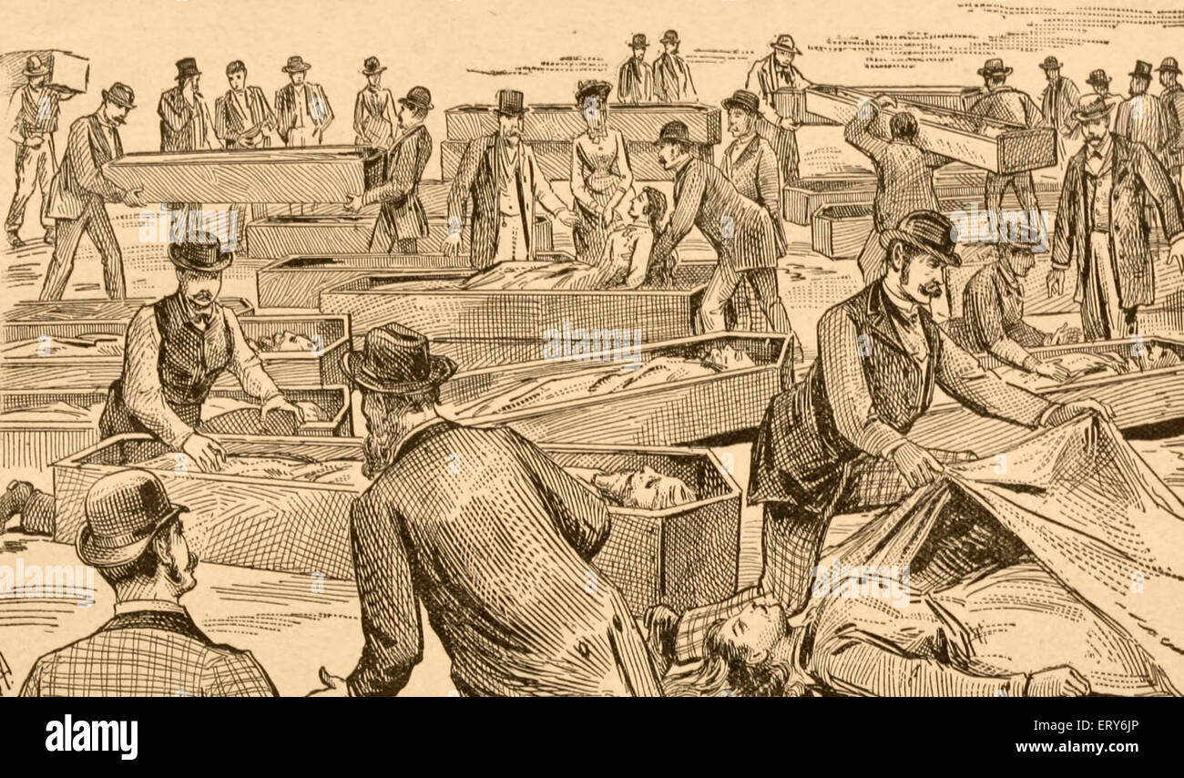 Im Leichenschauhaus nach Johnstown Flut, 1889 Stockfoto