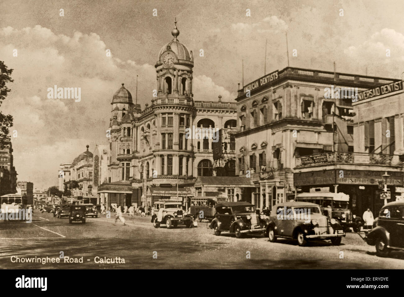 Chowringhee Road, Chourangi, alter Jahrgang 1900er, Kalkutta, Kalkutta, Westbengalen, Indien, Asien, Asiatisch, Indisch, Stockfoto
