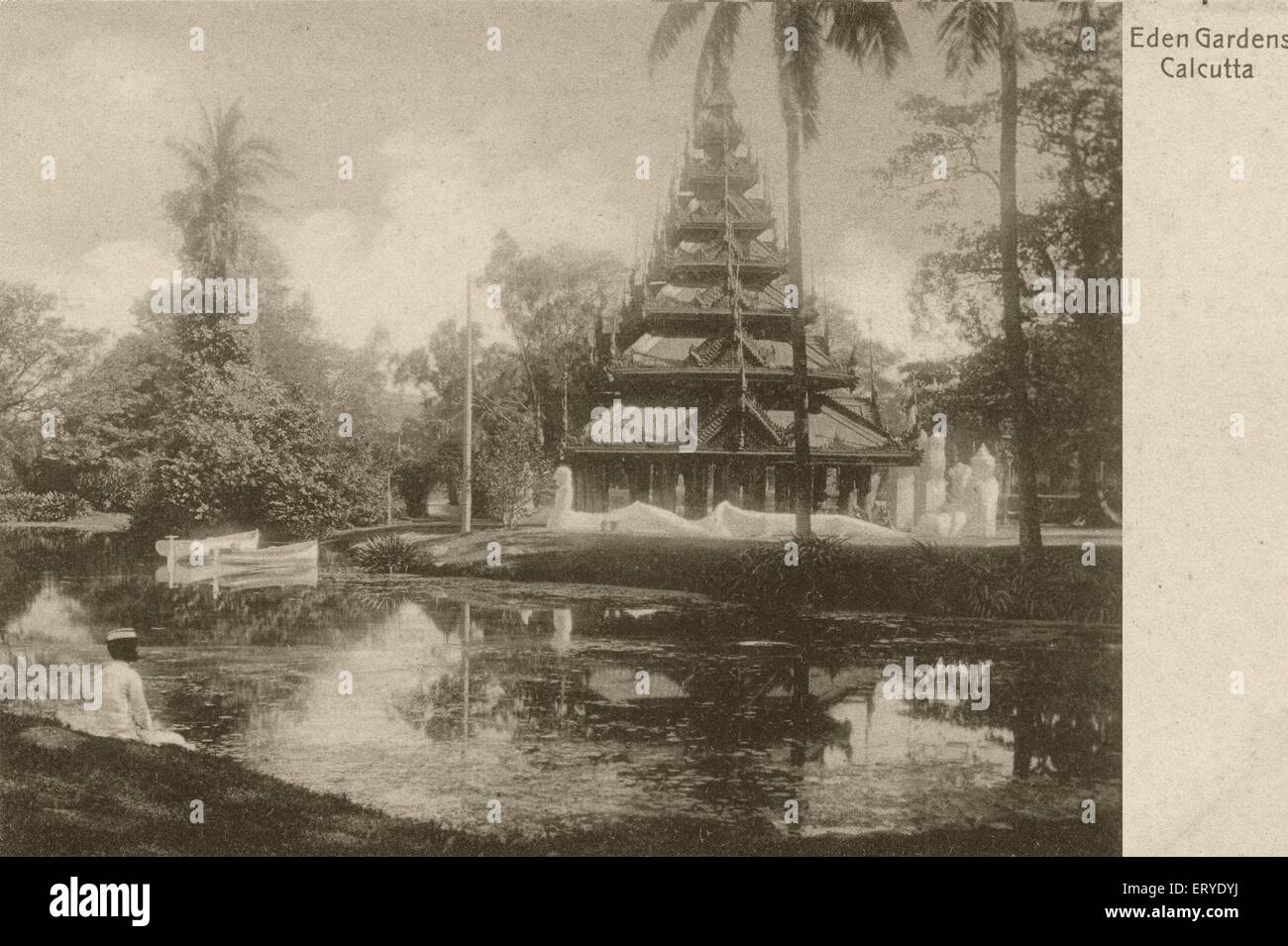 Alte Vintage 1900s Foto von Eden Gardens ; Kalkutta , Kalkutta ; West Bengalen ; Indien Stockfoto