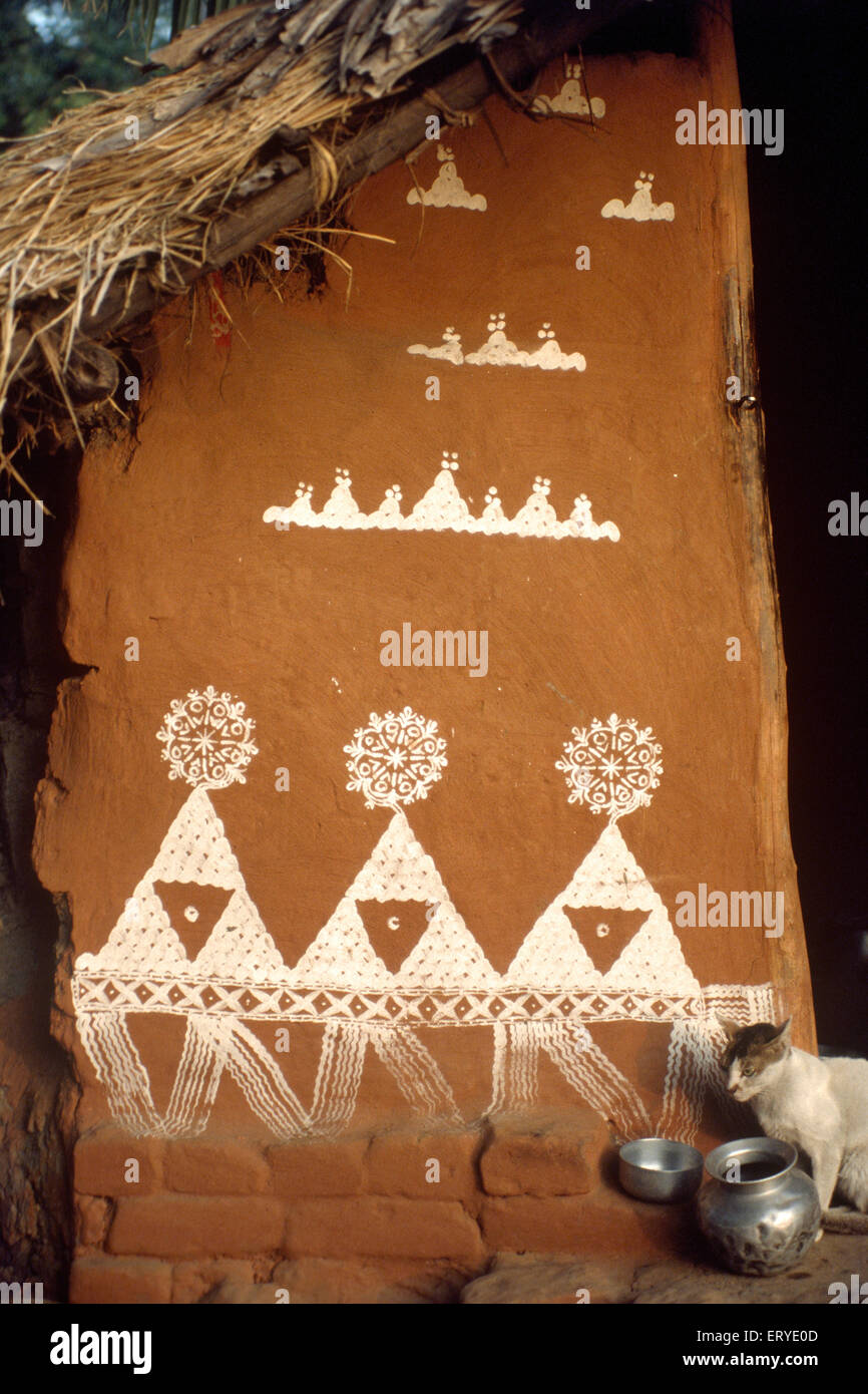 Über architektonisches Erbe; CPA Piramal Galerie in Mumbai; erste Reis in der Nähe von Herd-Baloogaon Malerei; Orissa; Indien, 1986 Stockfoto