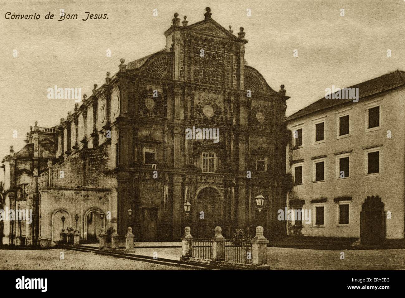 Altes Bild Jahrgang 1900er Jahre; Convento de Bom Jesus; altes Goa; Indien Stockfoto