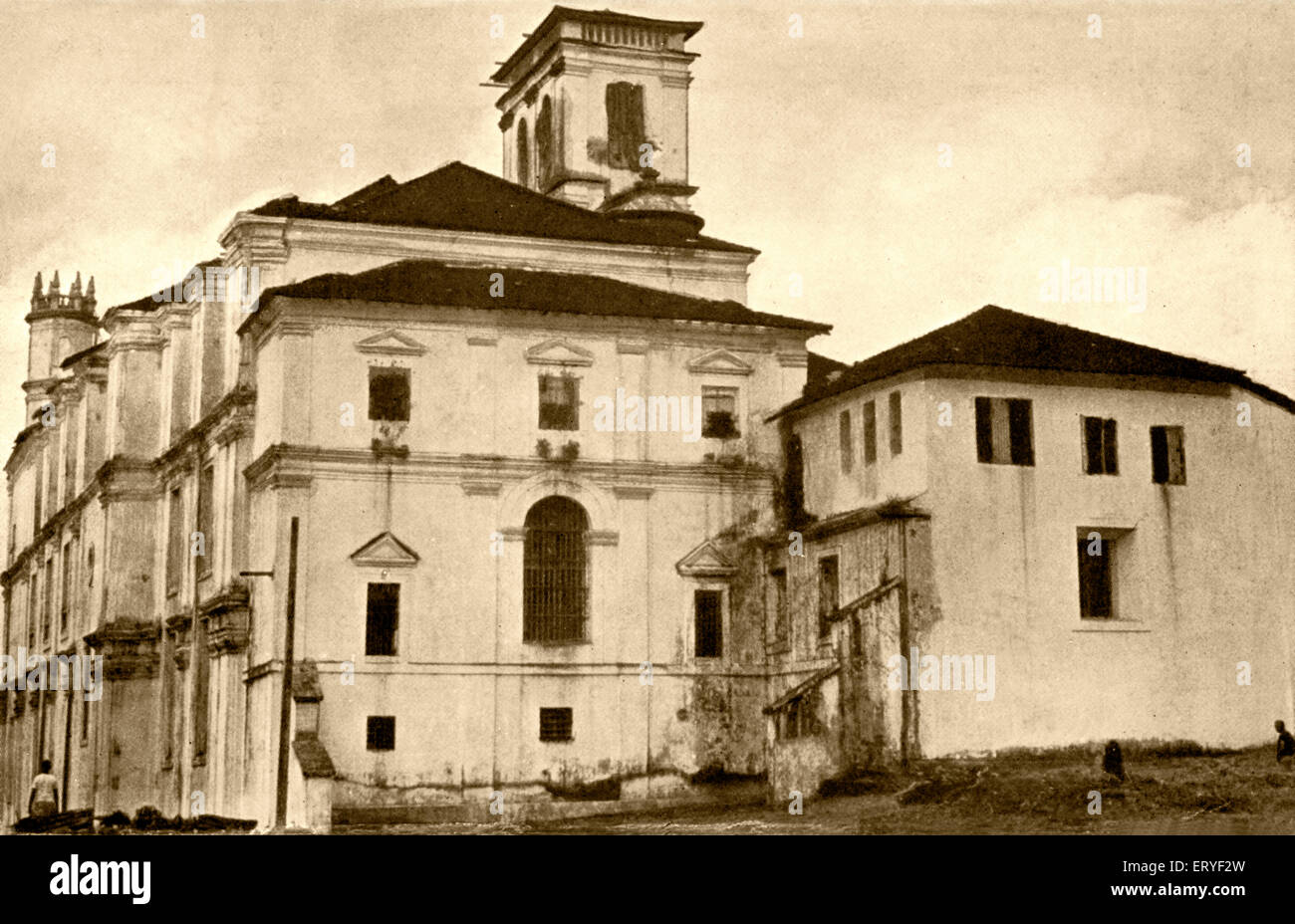 Alte Vintage 1900 s Foto Kirche des Heiligen Franz von Assisi, Old Goa Velha Goa, Indien Stockfoto