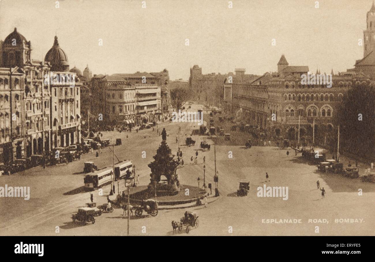 Esplanade Road; Flora-Brunnen; Hutatma Chowk; Bombay; Mumbai; Maharashtra ; Indien ; Asien ; alter Jahrgang 1900s Bild Stockfoto