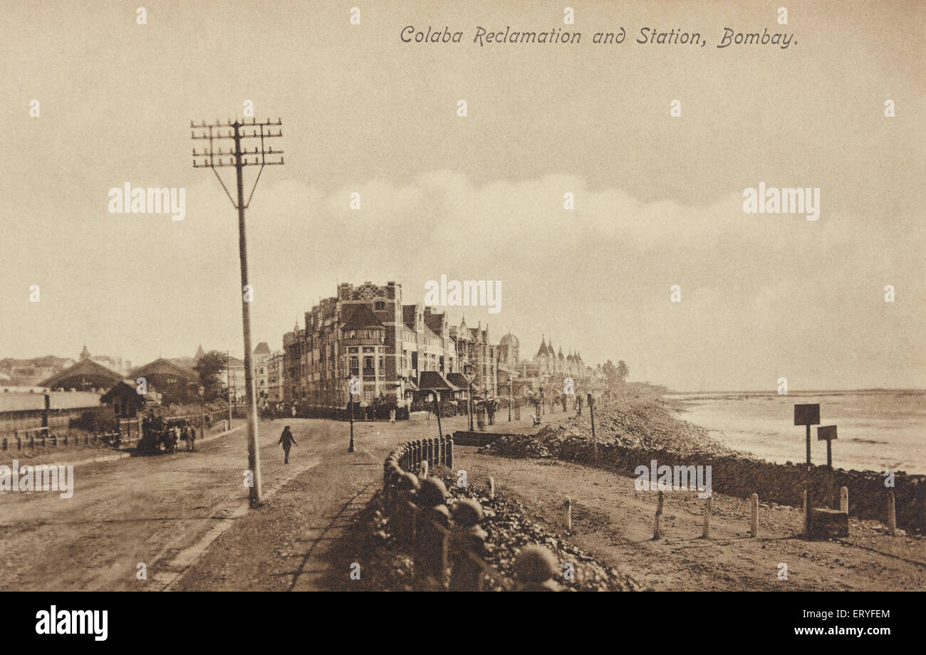 Colaba Reclamation; Colaba Bahnhof; Bombay, Mumbai; Maharashtra; Indien; Asien ; alter Jahrgang 1900s Bild Stockfoto