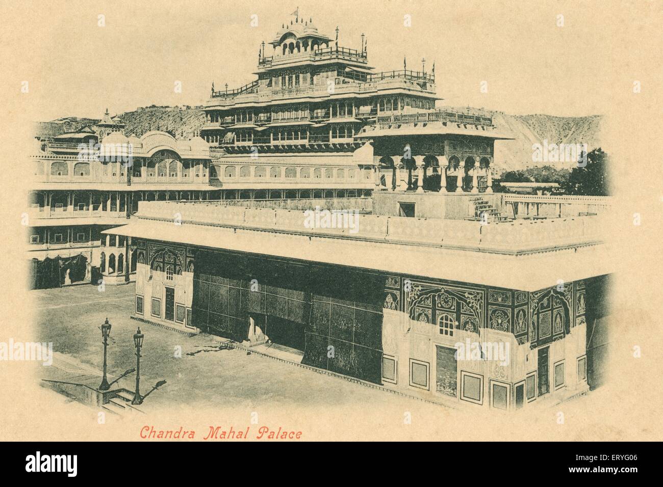 Aad 170548 - Alte vintage 1900s Chandra Mahal im City Palace, Jaipur, Rajasthan, Indien Stockfoto