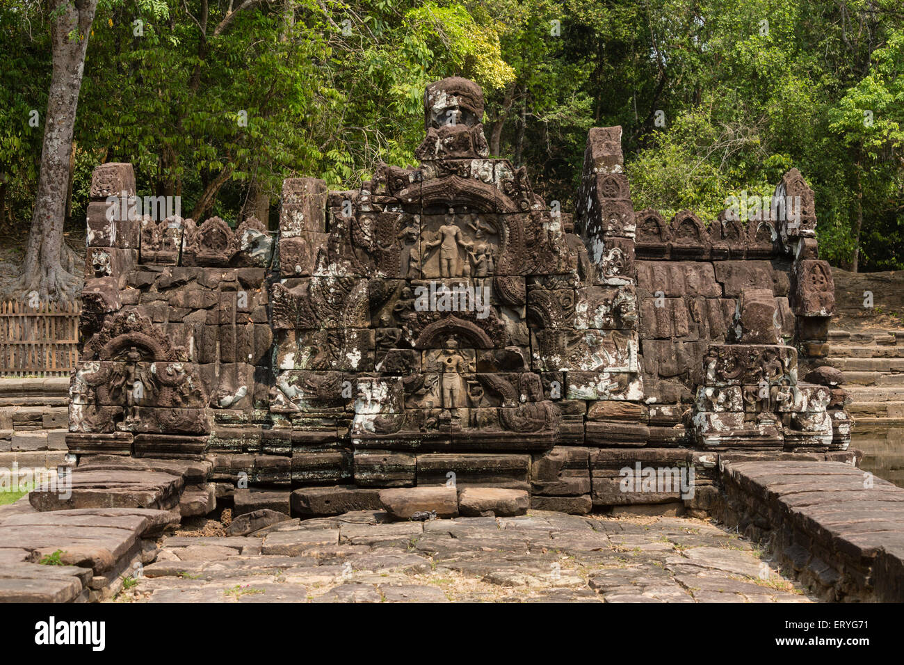 Erleichterung der nordwestlichen Kapelle von Neak Pean, Angkor, Siem Reap Provinz, Kambodscha Stockfoto