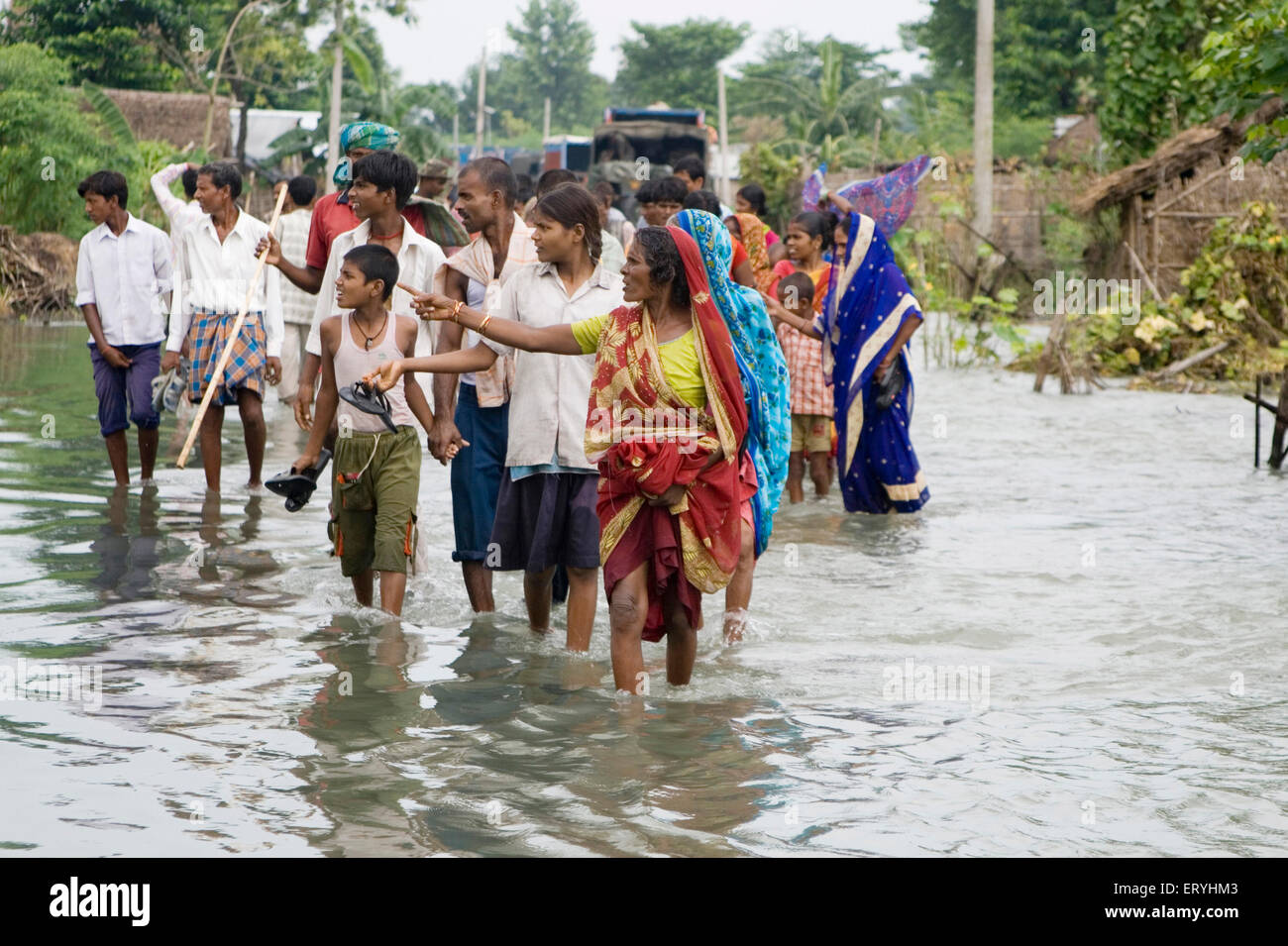 Kosi-Hochwasser im Jahr 2008, die meistens litt unter Armutsgrenze Personen im Purniya Bezirk; Bihar; Indien Stockfoto