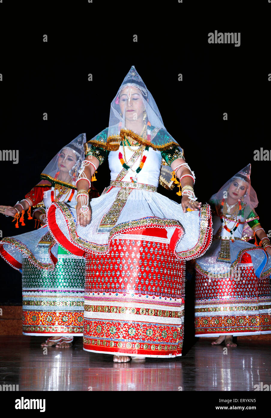 Manipuri Tanz, Jagoi Volkstänze, Indischer klassischer Tanz, raslila, Manipur; Indien, Asien Stockfoto