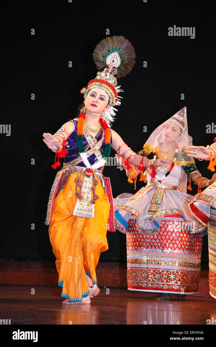 Manipuri Tanz, Jagoi Volkstänze, Indischer klassischer Tanz, raslila, Manipur; Indien, Asien Stockfoto