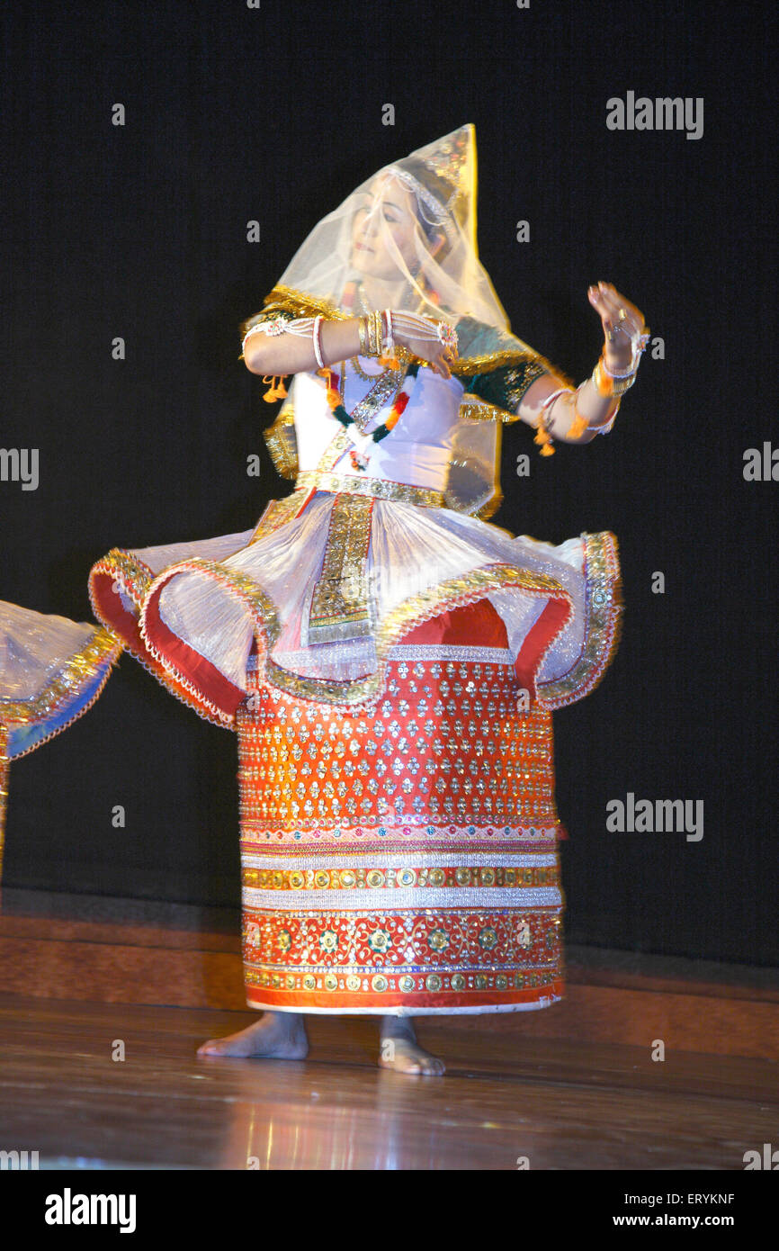 Manipuri Tanz, Jagoi Volkstänze, Indischer klassischer Tanz, raslila, Manipur; Indien, Asien Stockfoto