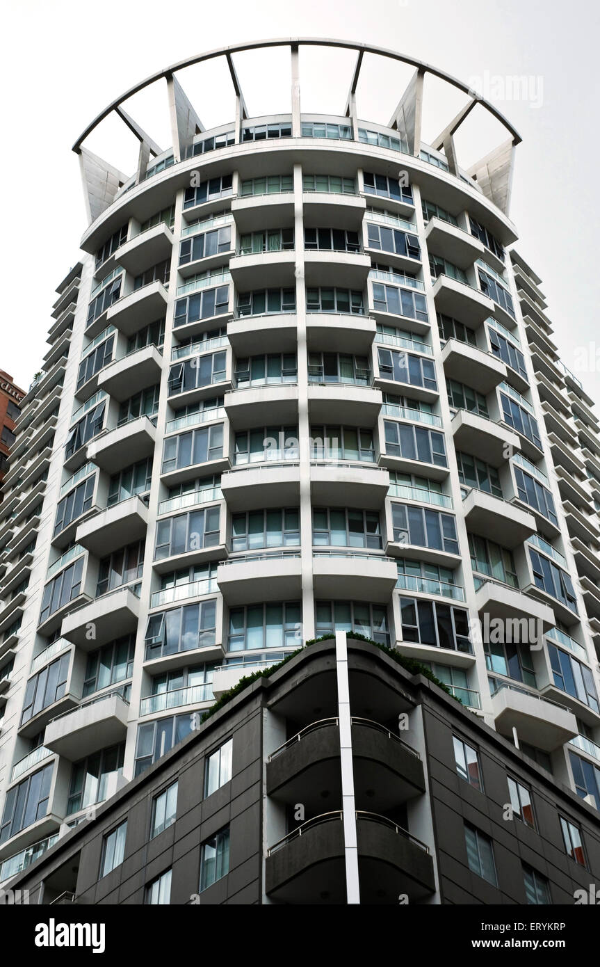 Glasfenster, Balkon, Bauarchitektur, Sydney, New South Wales, Australien Stockfoto