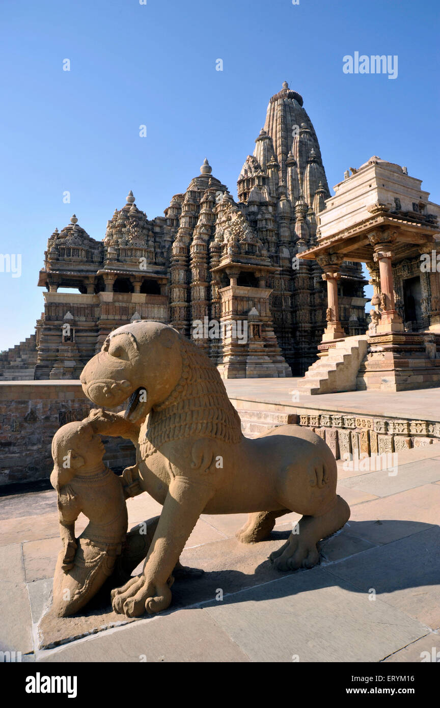 Skulptur Kandariya Mahadeva Khajuraho Tempel Madhya Pradesh Indien Asien Stockfoto
