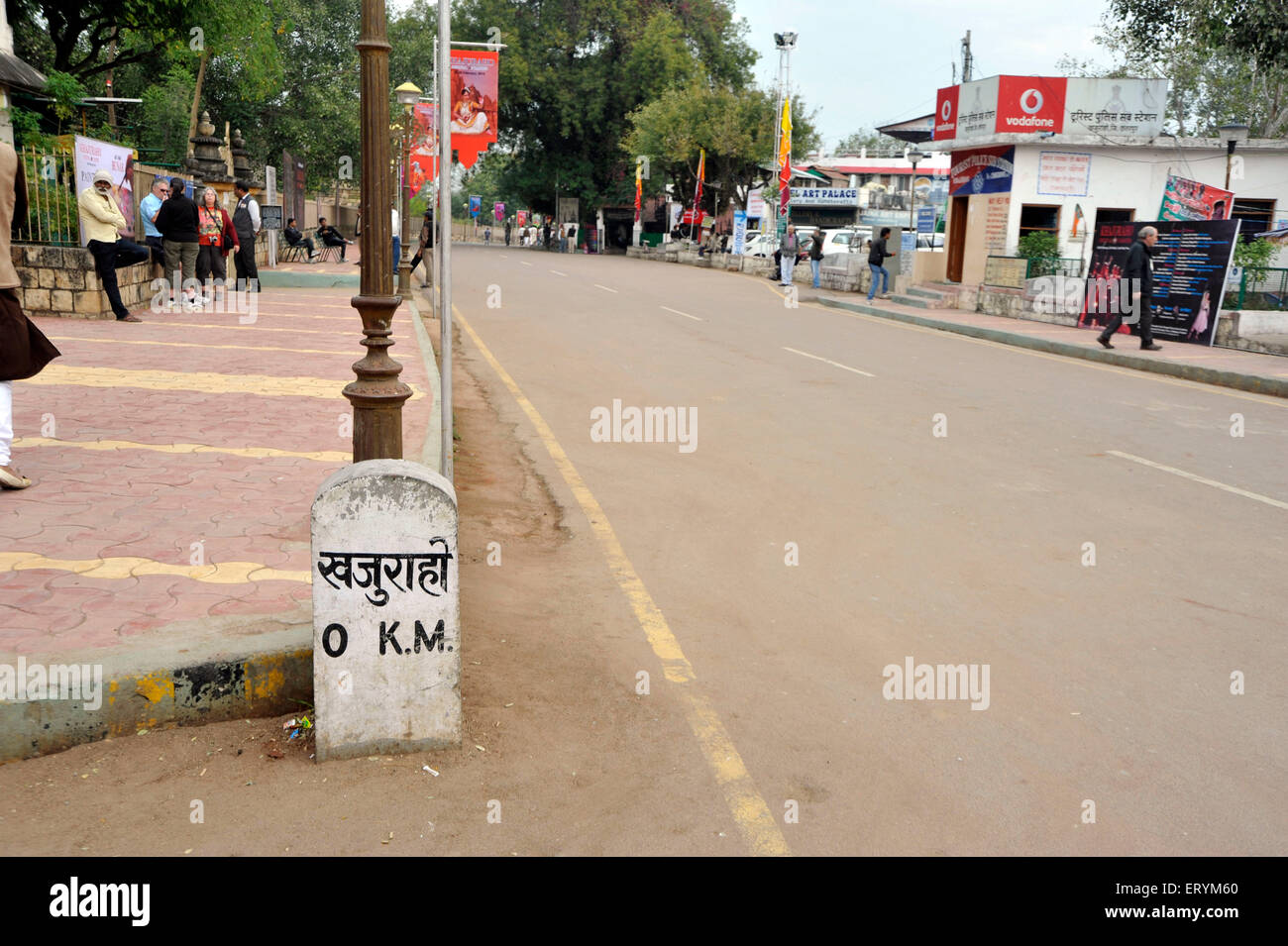 Khajuraho 0 Kilometer Straße Madhya Pradesh Indien Asien Stockfoto