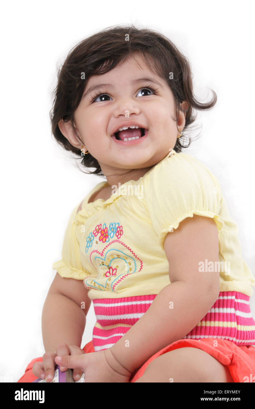Fünfzehn Monate altes Babymädchen Lachen Herr #743S Stockfoto