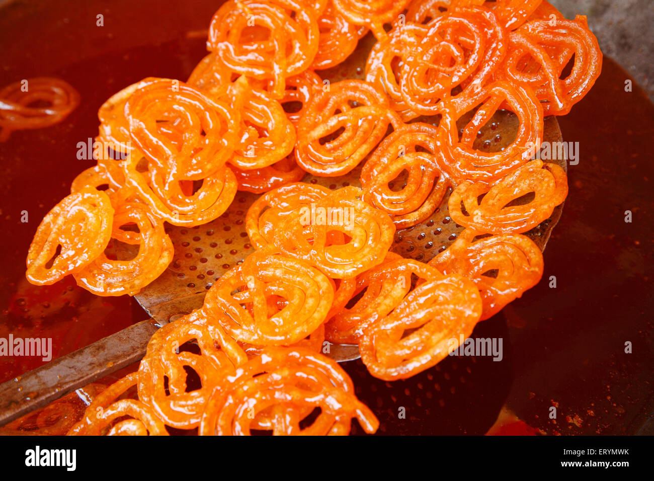 Süße Indische orange Jalebi Indien Stockfoto