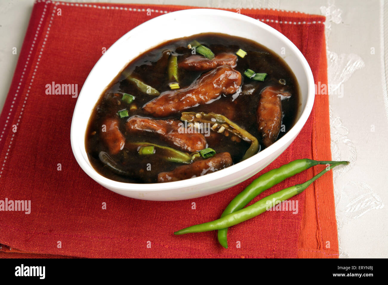 Chinesische Essen Huhn mit Soße Indien PR #743AH Stockfoto