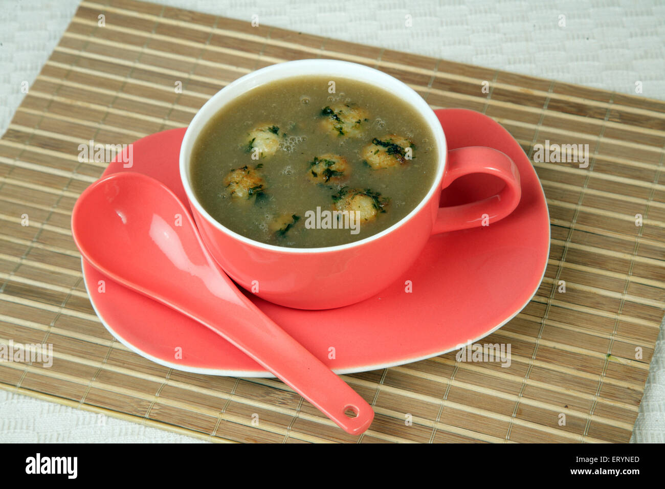 Nonfood vegetarische Suppe mit Gemüse Kugeln Indien Asien PR #743AH Stockfoto