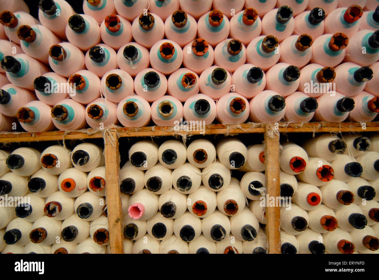 Textilfabrik, Garnkegel, Bombay, Mumbai; Maharashtra; Indien, asien Stockfoto