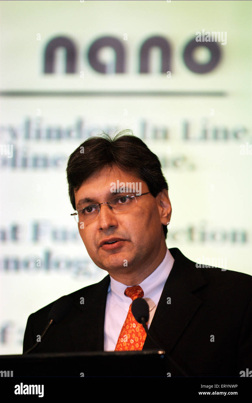 Rajiv Dube , Präsident , Pkw , Tata Motors , Tata Nano Auto Launch , Bombay , Mumbai , Maharashtra , Indien , Asien Stockfoto