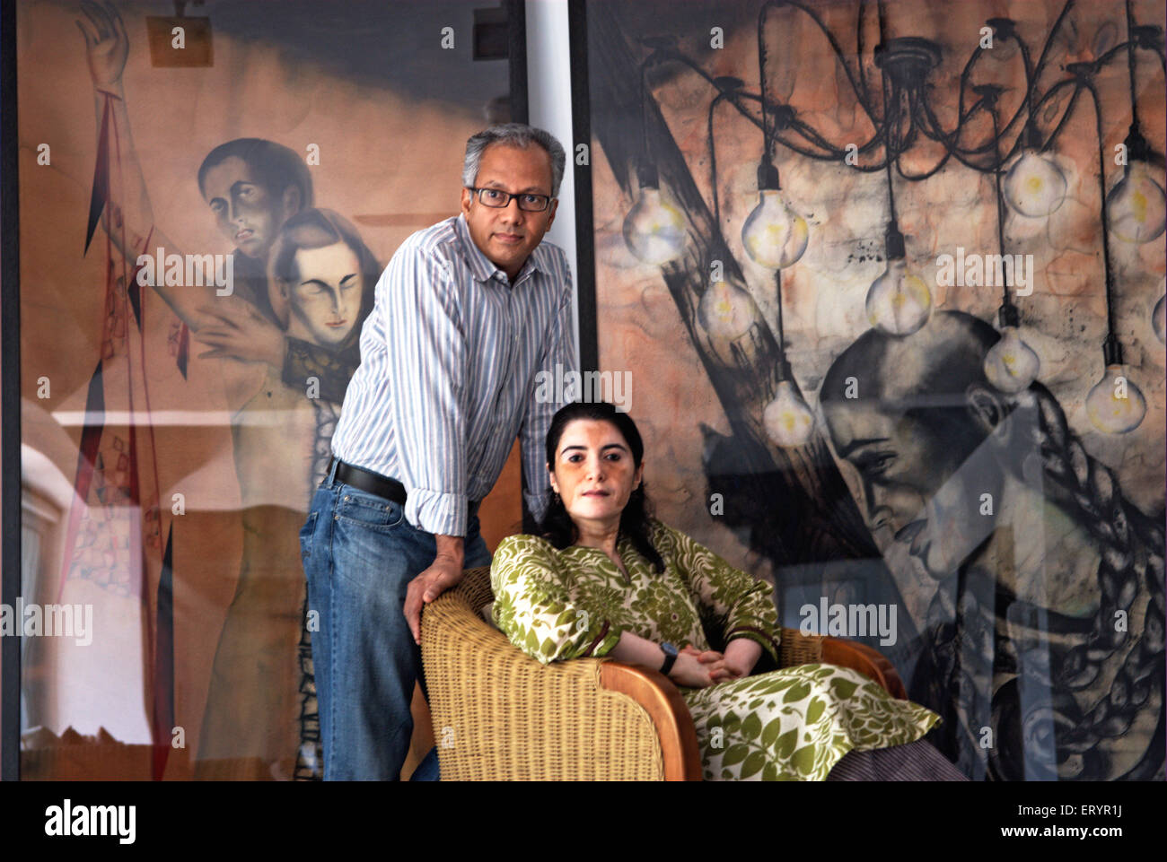 Atul Dodiya und Anju Dodiya , indische Künstler , Maler , Indien , Asien Stockfoto
