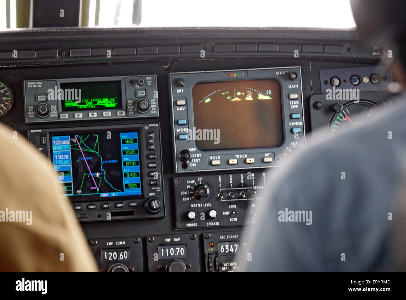 Piper Flugzeug Cockpit Bedienpanels , Indien , Asien Stockfoto