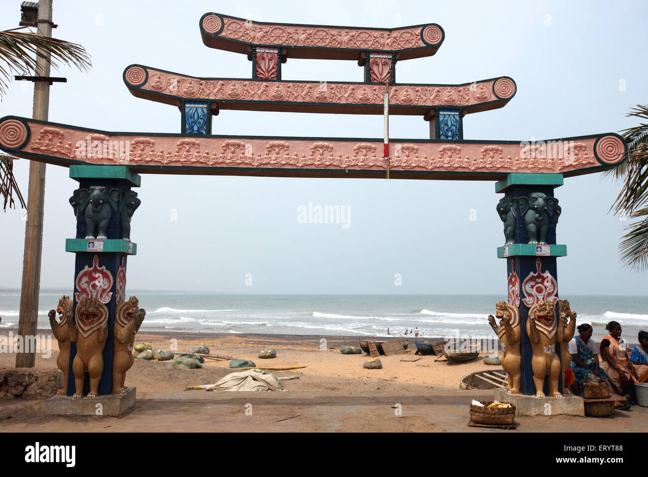Bheemili Beach, Bheemunipatnam, Bhimlipatam, Bheemli, Bhimili, Visakhapatnam, Vishakhapatnam, Andhra Pradesh, Indien, Asien Stockfoto