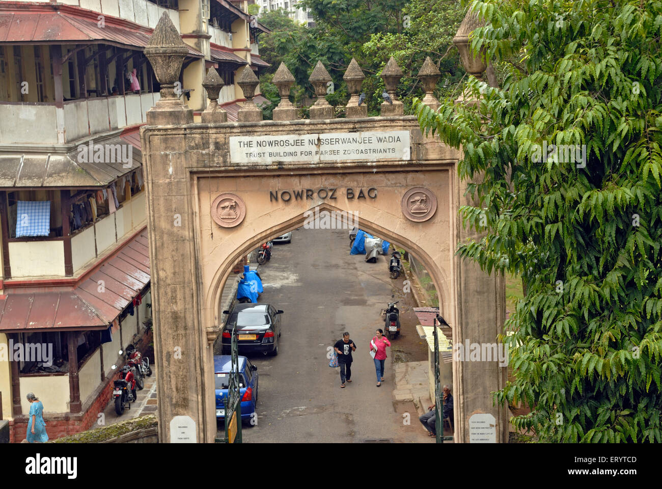 Nowroz Baug älteste Parsi Gehäuse komplexe Bombay Mumbai; Maharashtra; Indien Stockfoto