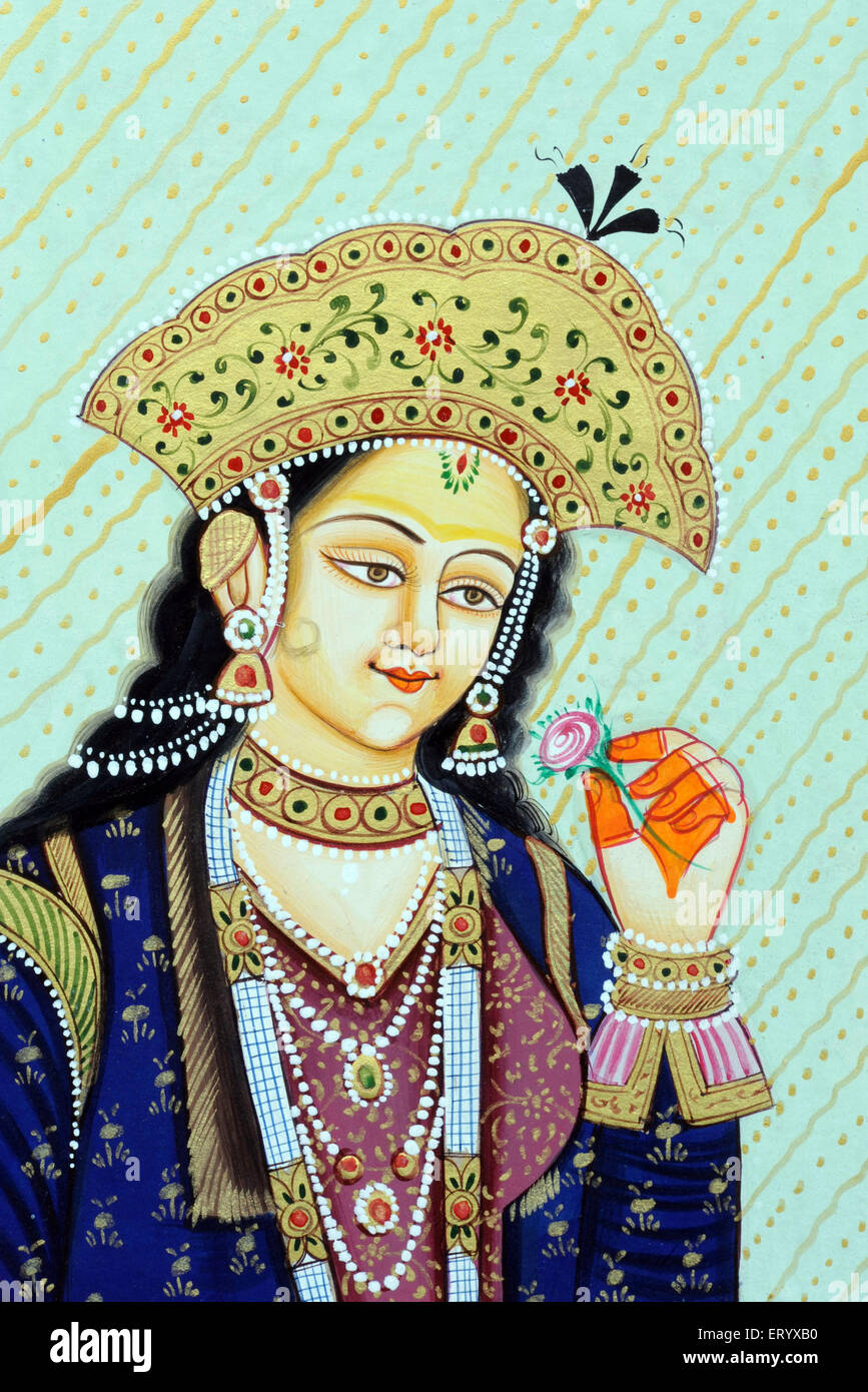 Mumtaz Mahal Mughal Königin Miniaturmalerei Stockfoto