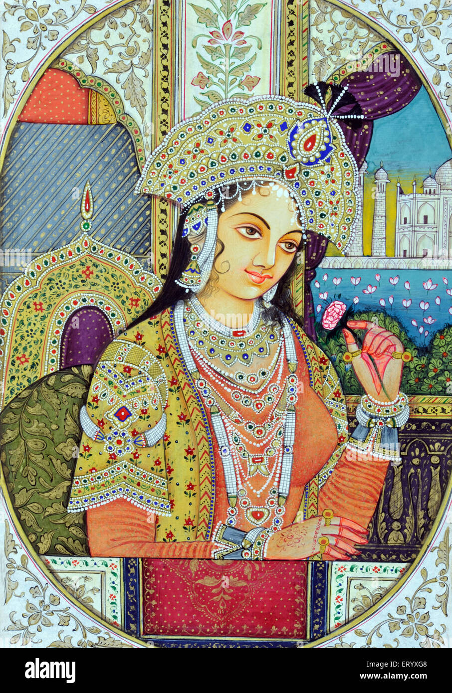 Miniaturmalerei von Mughul Königin Mumtaz Indien Asien Stockfoto