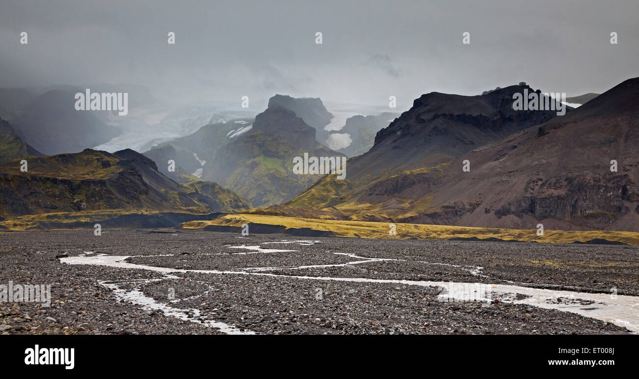 Zerklüfteten Tal und die Berge, Island Stockfoto