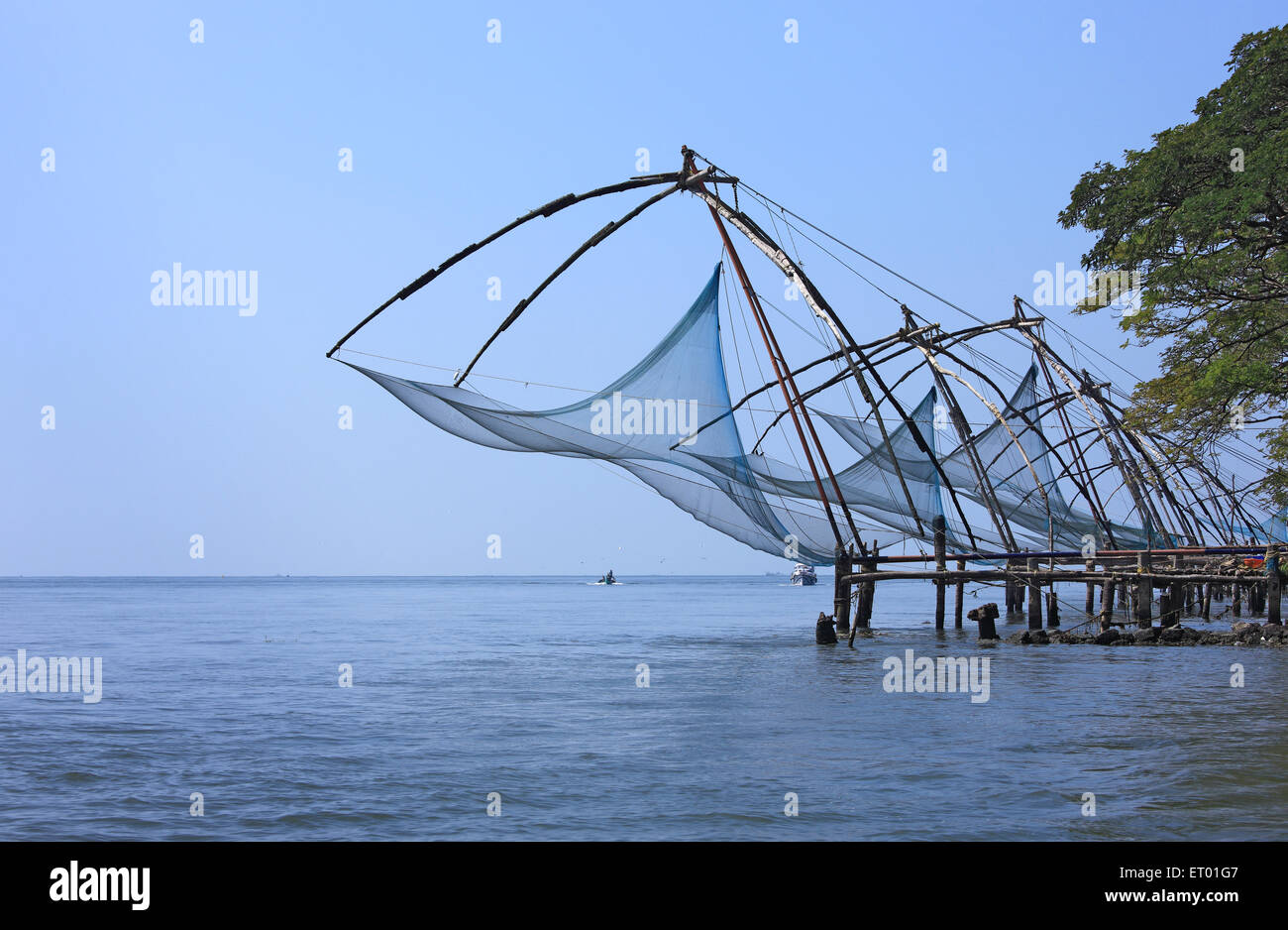 Chinesische Fischernetze, arabisches Meer, Cochin, Kochi, Kerala, Indien, Asien Stockfoto