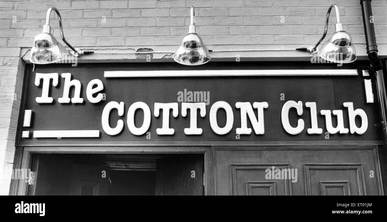 Ein Zeichen für The Cotton Club Nightclub in Gateshead, Tyne and Wear. 15. Juli 1987. Stockfoto