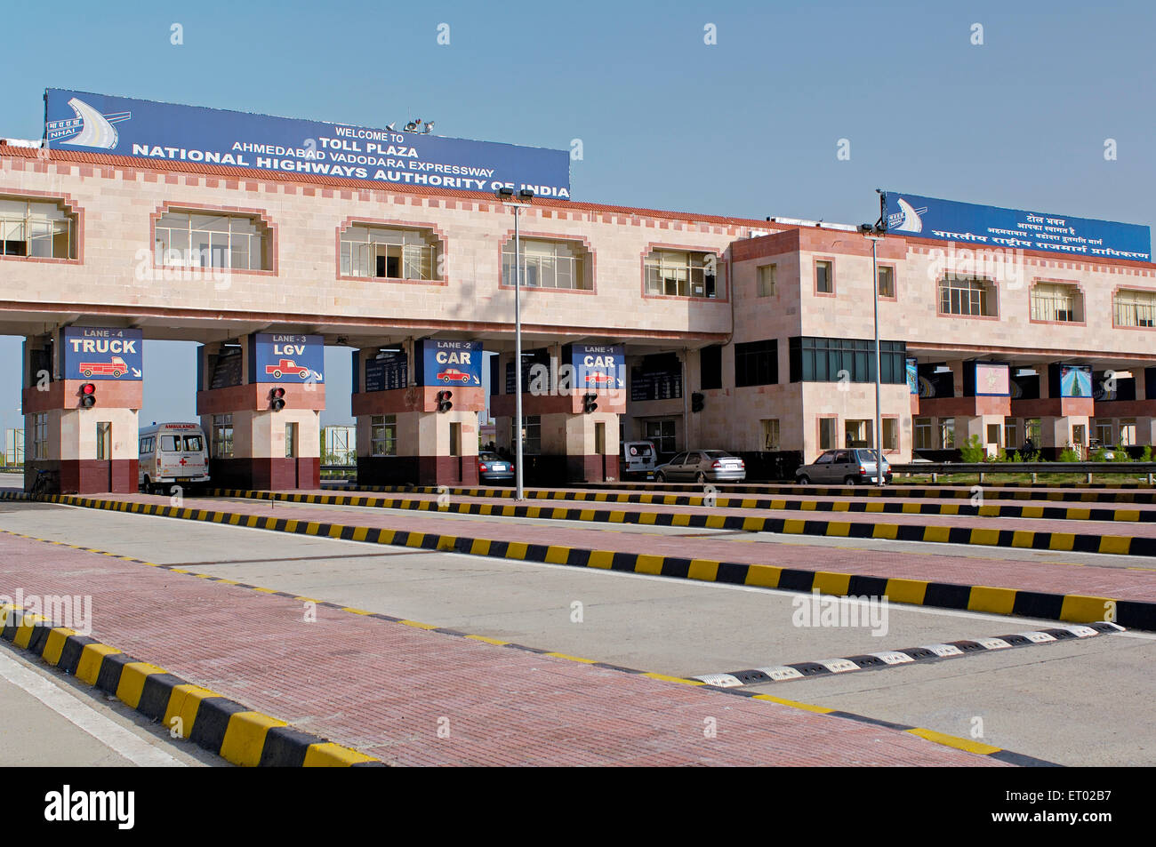 Maut plaza, Ahmedabad Vadodara Expressway, National Highways Authority of India, India, Asia Stockfoto