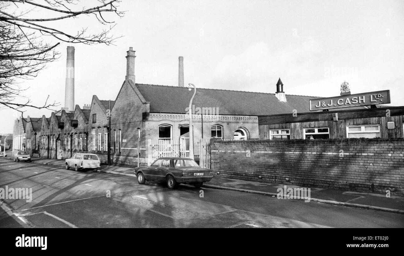 J. J. Cash Ltd Kingfield Road, Coventry, Westmidlands. 12. Januar 1981. Stockfoto