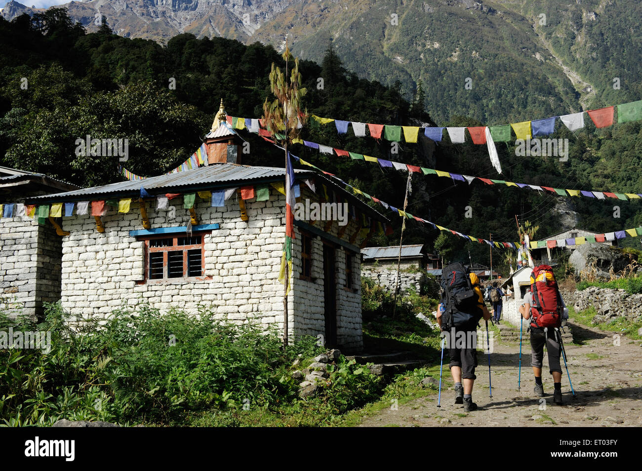 Trekkers , Bagarchhap , Manang , Gandaki , Nepal , Federal Democratic Republic of Nepal , Südasien , Asien Stockfoto