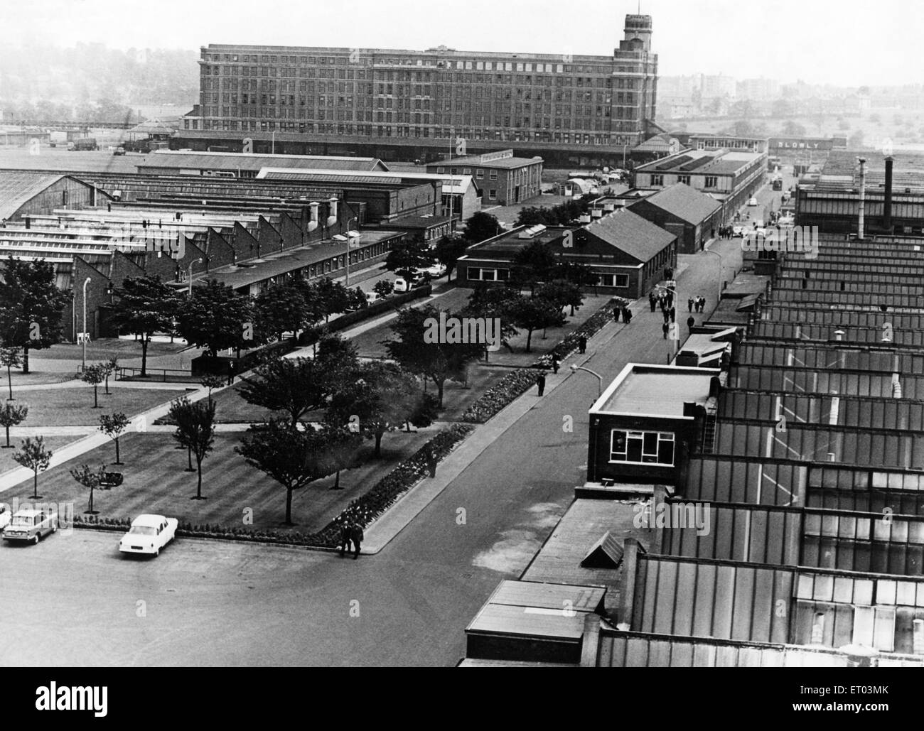 Eine erhöhte Ansicht Dunlop Fabrik in Birmingham. Juli 1963. Stockfoto