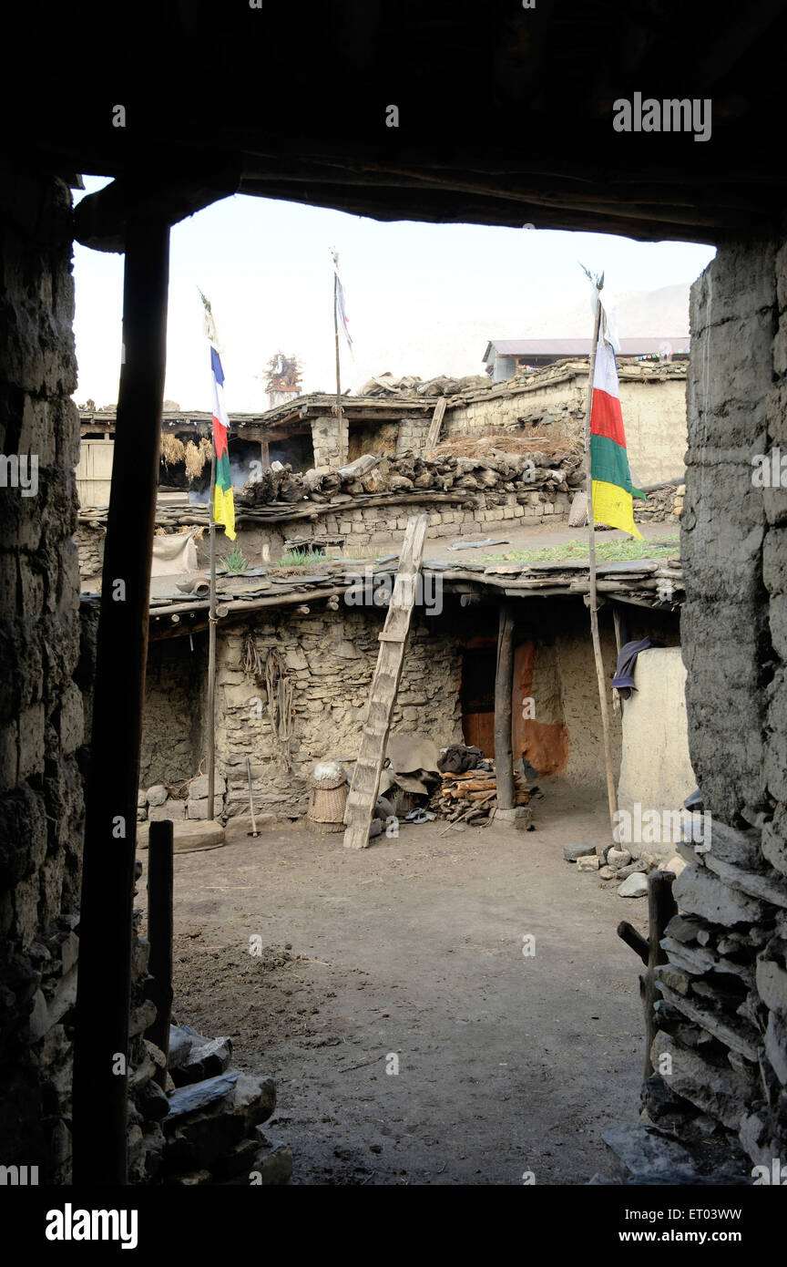 Altes Steinhaus, Jharkot, Mustang, Dhaulagiri, Muktinath, Nepal, Föderale Demokratische Republik Nepal, Südasien, Asien Stockfoto