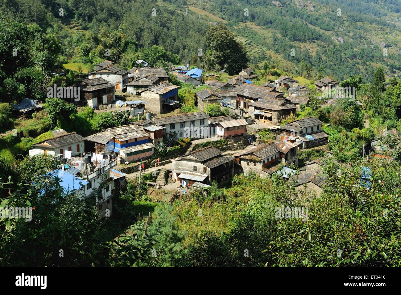 Dorf , Sikha , Shikha , Nepal , Föderale Demokratische Republik Nepal , Südasien , Asien Stockfoto