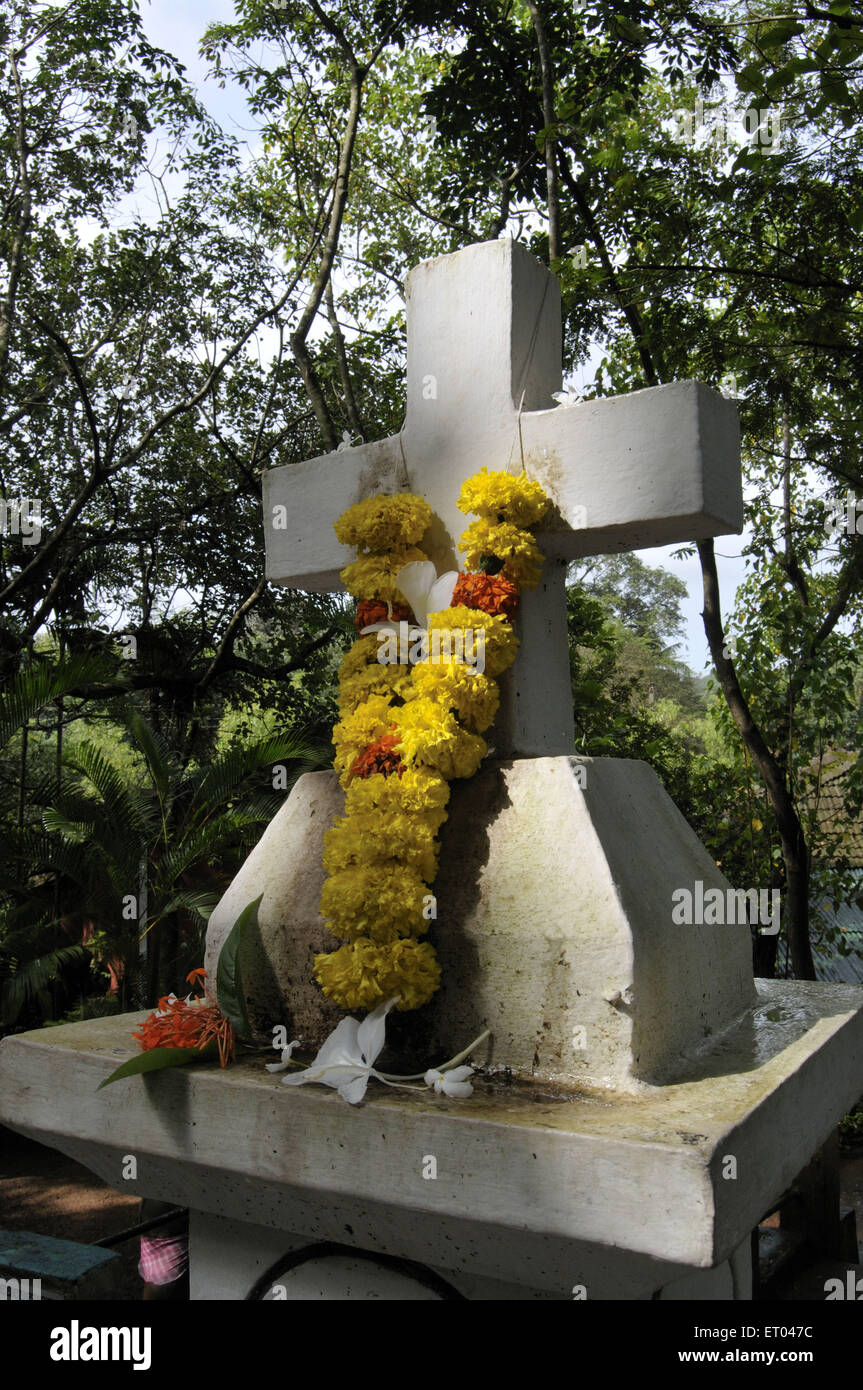 Christian Kreuz in Loutolim bei Goa Indien Stockfoto