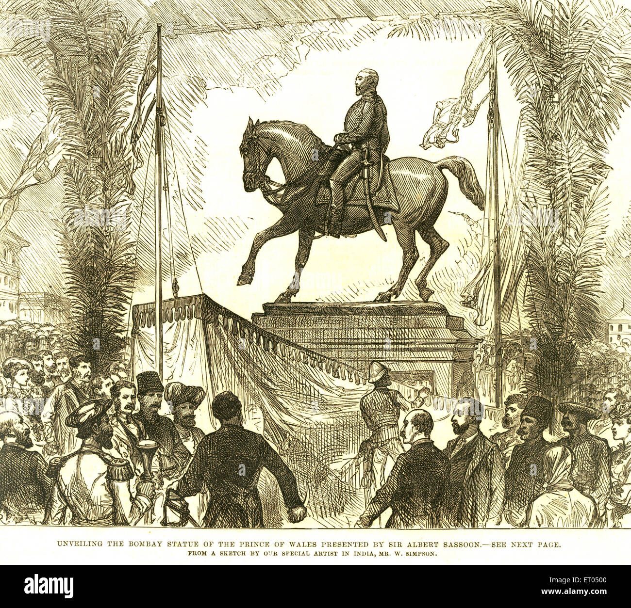 Statue der Prince Of Wales von Sir Albert Sassoon vorgestellt; 2. August 1879; Bombay jetzt Mumbai; Maharashtra; Indien Stockfoto