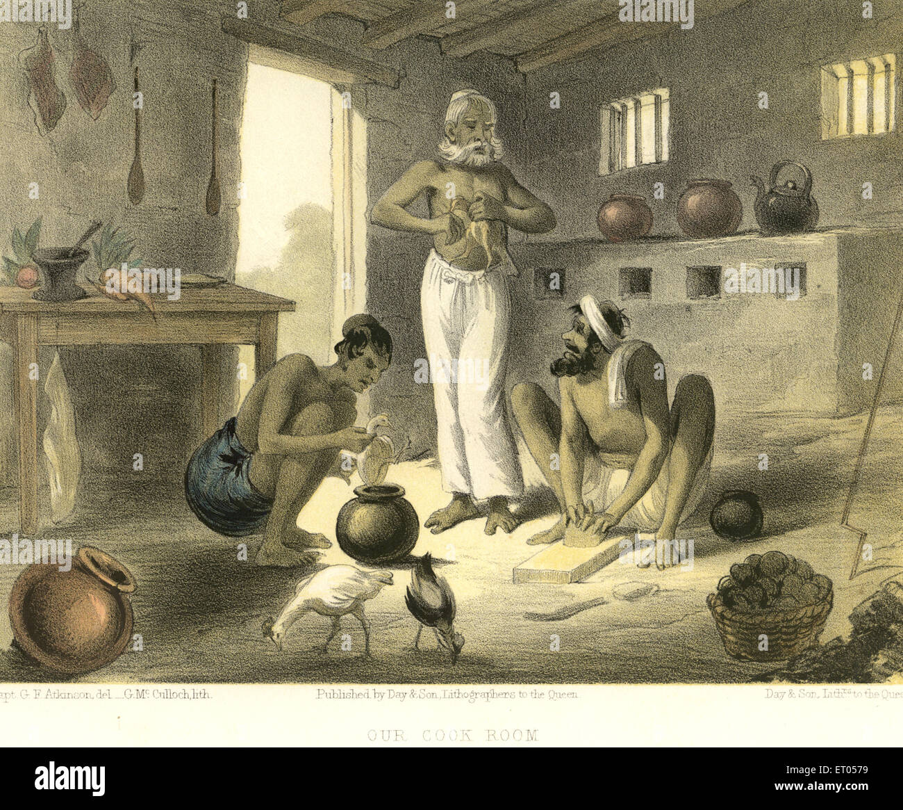 Koloniale indische Bilder; Unser Koch-Zimmer; Indien Stockfoto