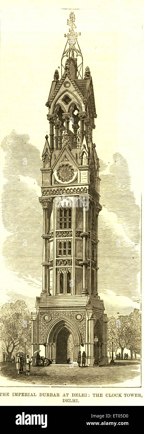 Imperial Durbar; der Uhrturm; Delhi; Indien Stockfoto