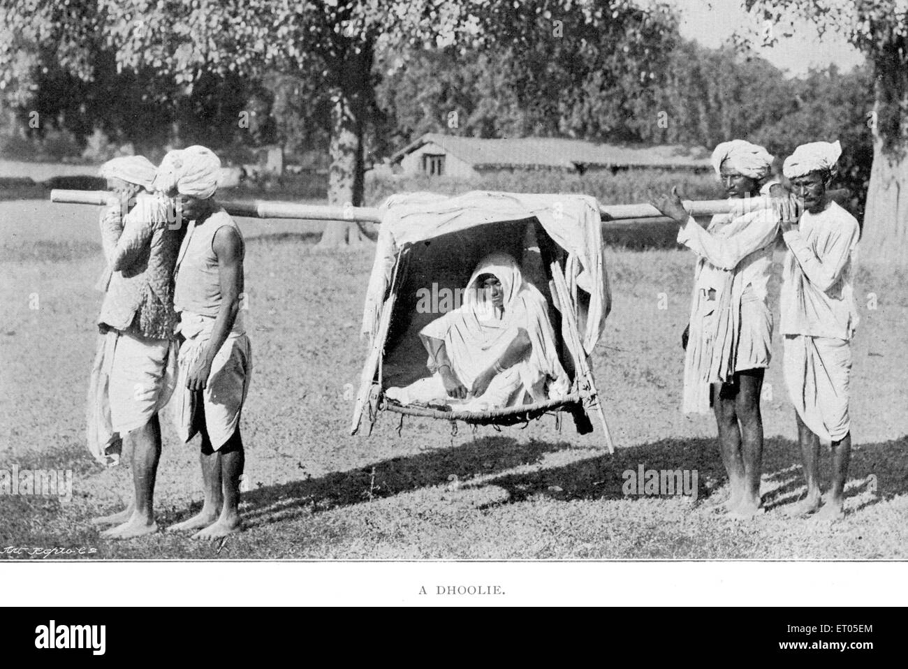 Hungersnot Bezirke; ein Dhoolie Dholi; Sänften Palkhi; Indien Stockfoto